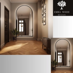 Lustro półowalne w ramie czarnej MDF z podświetleniem - BERDO LED